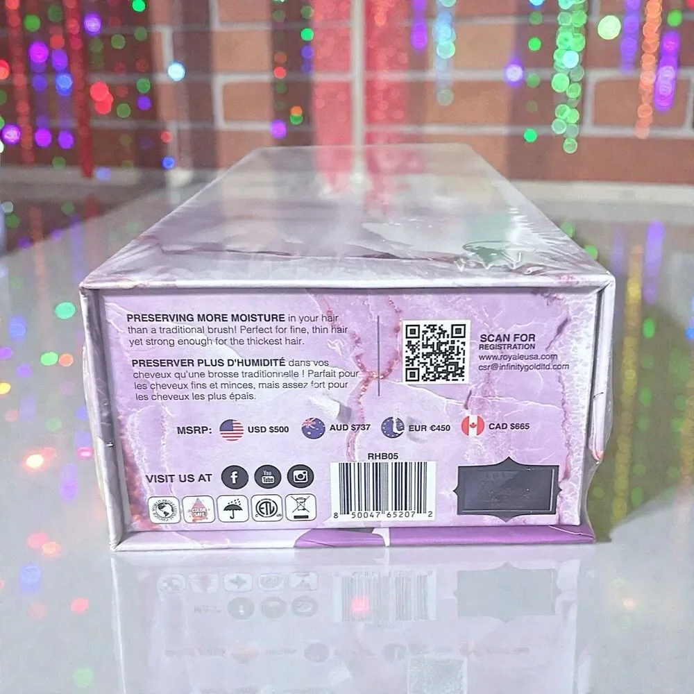 Royale Multi-Purpose Ceramic Hair Brush in Purple/Violet New in Sealed Box